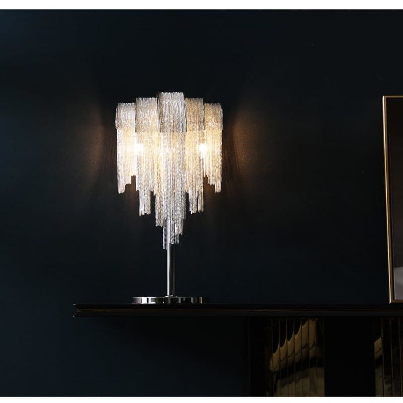 Liz Luxury Hardware Aluminum Chain Tassel Table Lamp