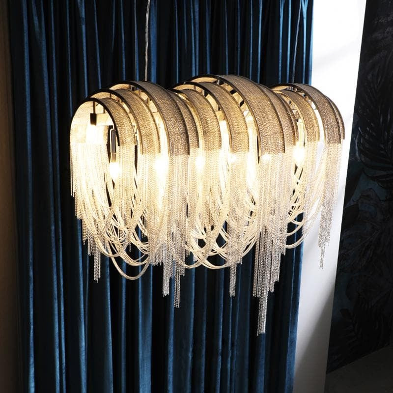 Liz Luxury Hardware Aluminum Chain  Long Branch Chandelier