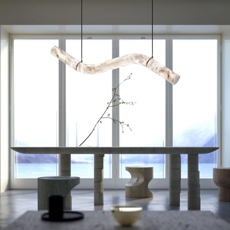 Alabaster Bent Tube Chandelier C