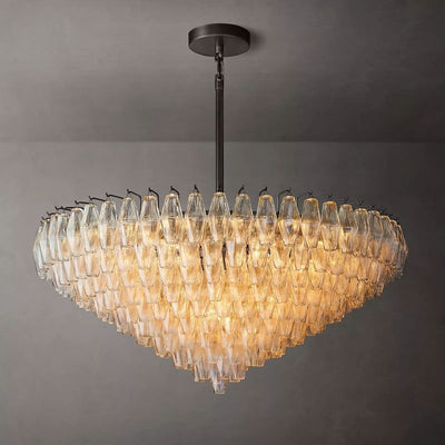 Chara Clear Glass Tiered Round Chandelier 47" - thebelacan