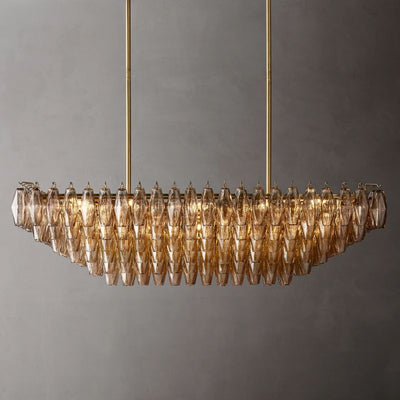 Evelyn Crystal Tiered Rectangular Chandelier 54"