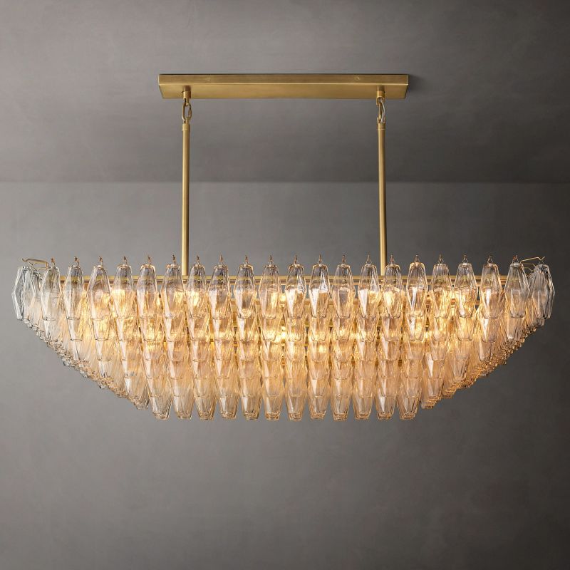 Evelyn Crystal Tiered Rectangular Chandelier 54"