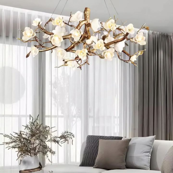 Urban Chic Flower Bloom Branch Brass Chandelier