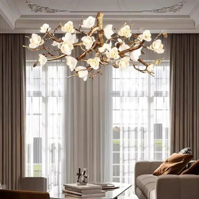 Urban Chic Flower Bloom Branch Brass Chandelier