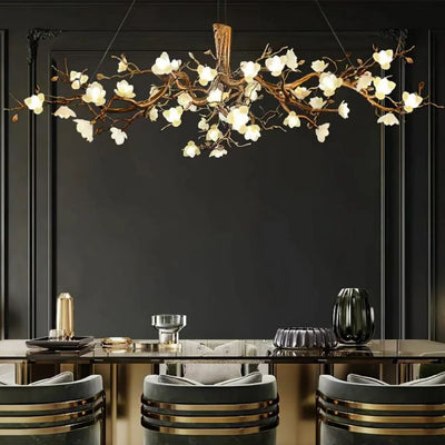 Urban Chic Flower Bloom Branch Brass Chandelier