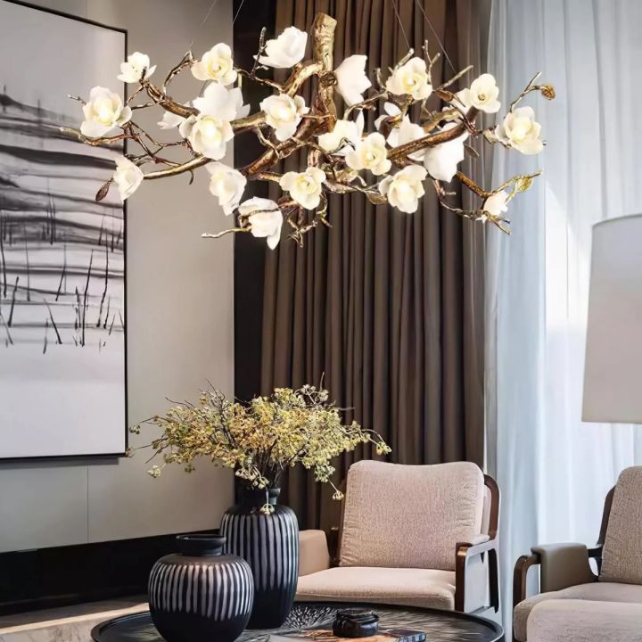 Urban Chic Flower Bloom Branch Brass Chandelier