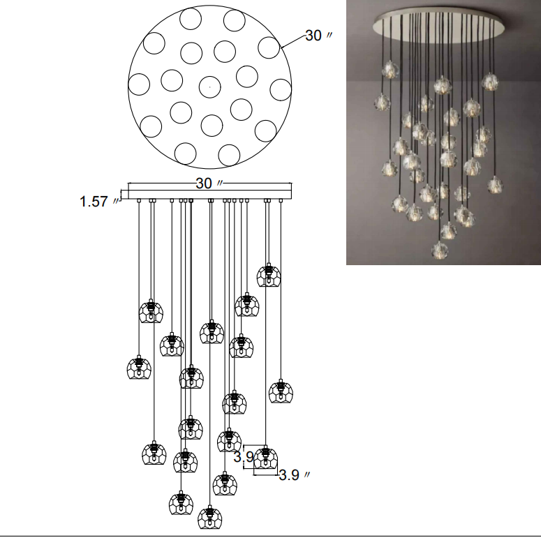 Kristina Series Glass Chandelier