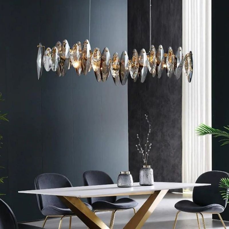 Flora Crystal Linear Chandelier L55"