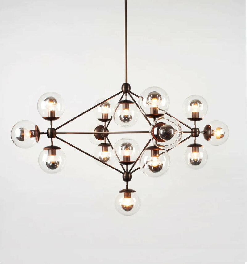 Mono Chandelier -Quadrilateral  15 Glass  Ball