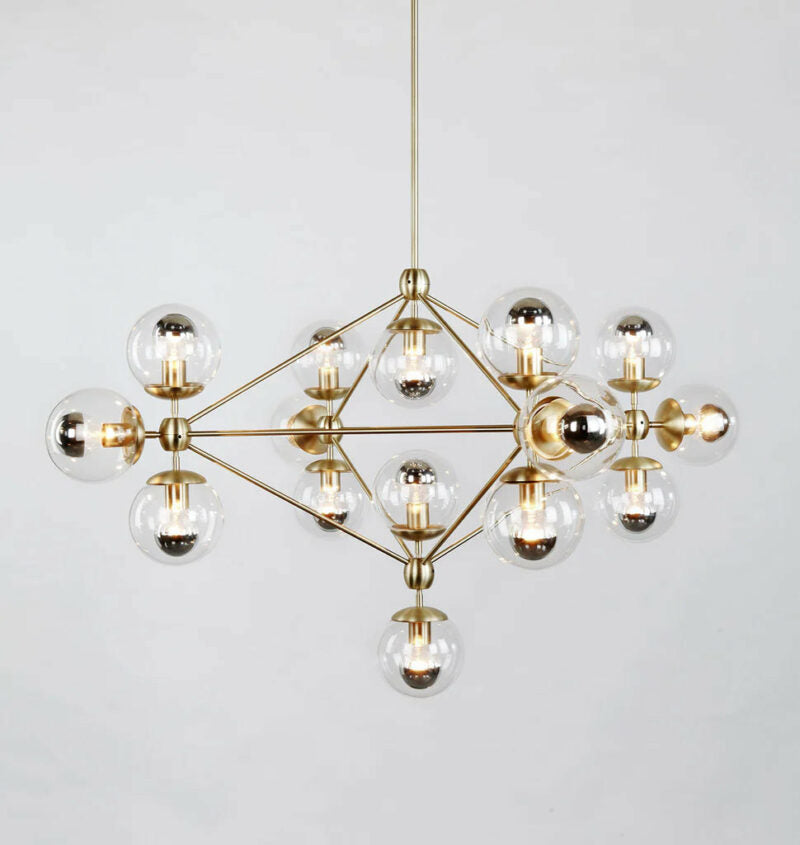 Mono Chandelier -Quadrilateral  15 Glass  Ball