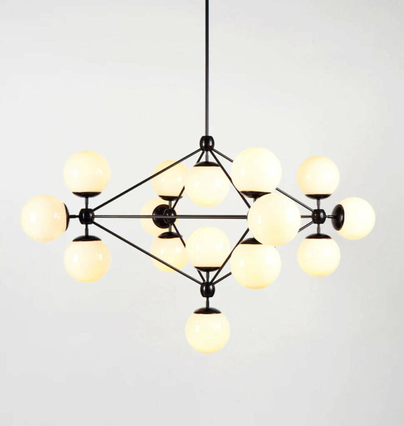 Mono Chandelier -Quadrilateral  15 Glass  Ball