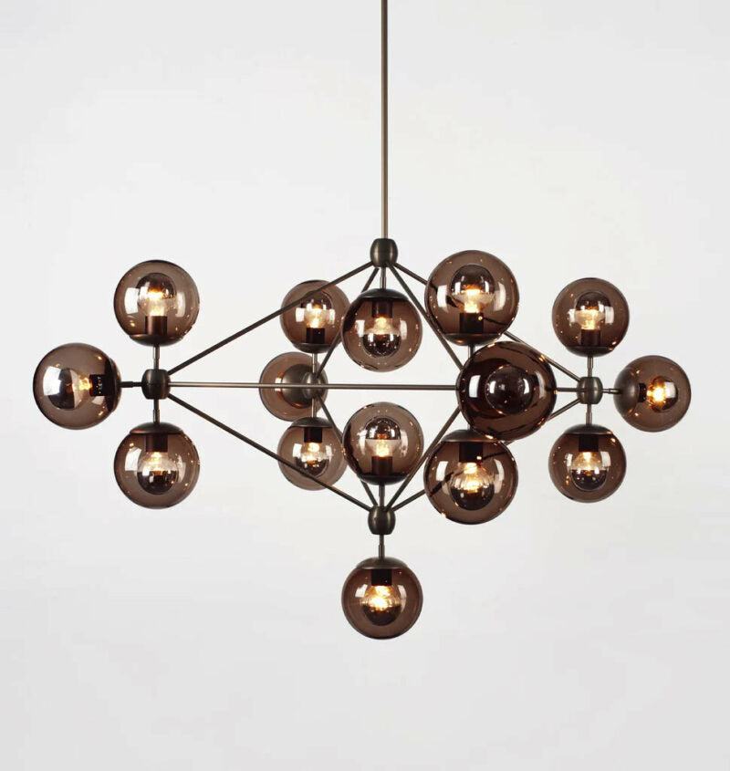 Mono Chandelier -Quadrilateral  15 Glass  Ball