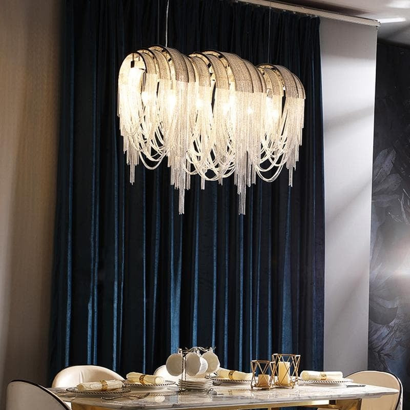 Liz Luxury Hardware Aluminum Chain  Long Branch Chandelier