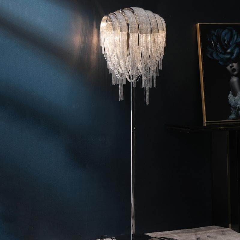 Liz Luxury Hardware Aluminum Chain Tassel Floor Lamp