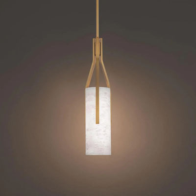 Alabaster  Cylindric  LED Pendant  Light 22"