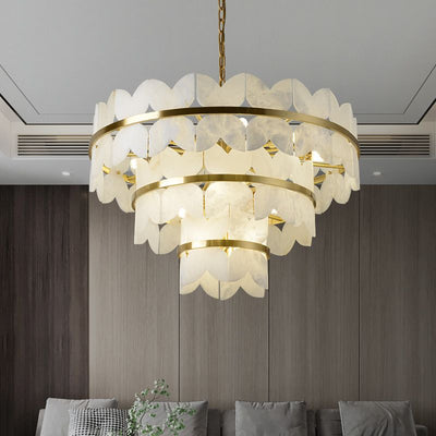 Alabaster Multi-Layer Butterfly Round Chandelier