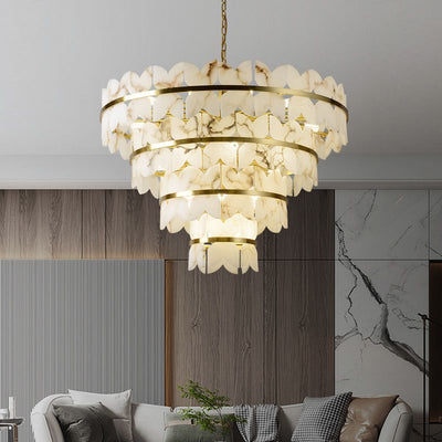 Alabaster Multi-Layer Butterfly Round Chandelier