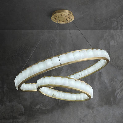 Alabaster Circle Round Chandeliers