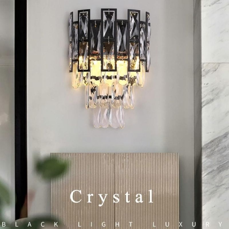 Black Clear Crystal Wall Sconce
