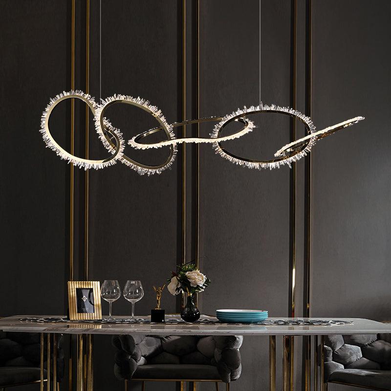 Primary Crystal Cluster 5 Rings Chandelier