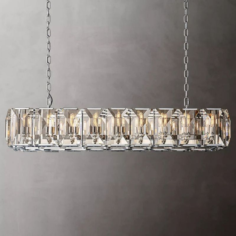 Hewson Multicurve Crystal Rectangular Chandelier 62"