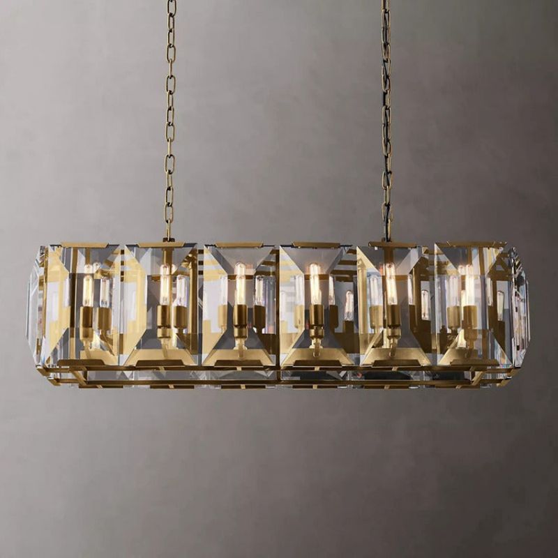 Hewson Multicurve Crystal Rectangular Chandelier 42“