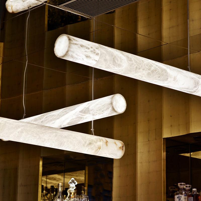 Cylindrical Alabaste Linear Chandelier