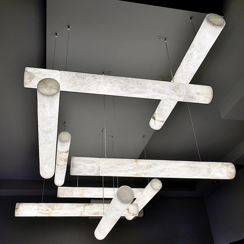 Cylindrical Alabaste Linear Chandelier