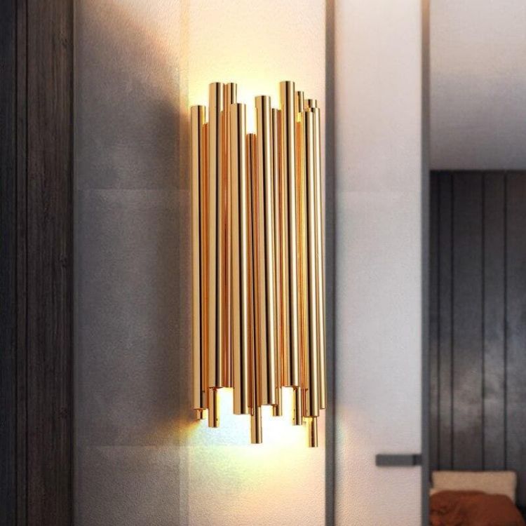 Golden Stainless Steel Wall Sconce 16 "