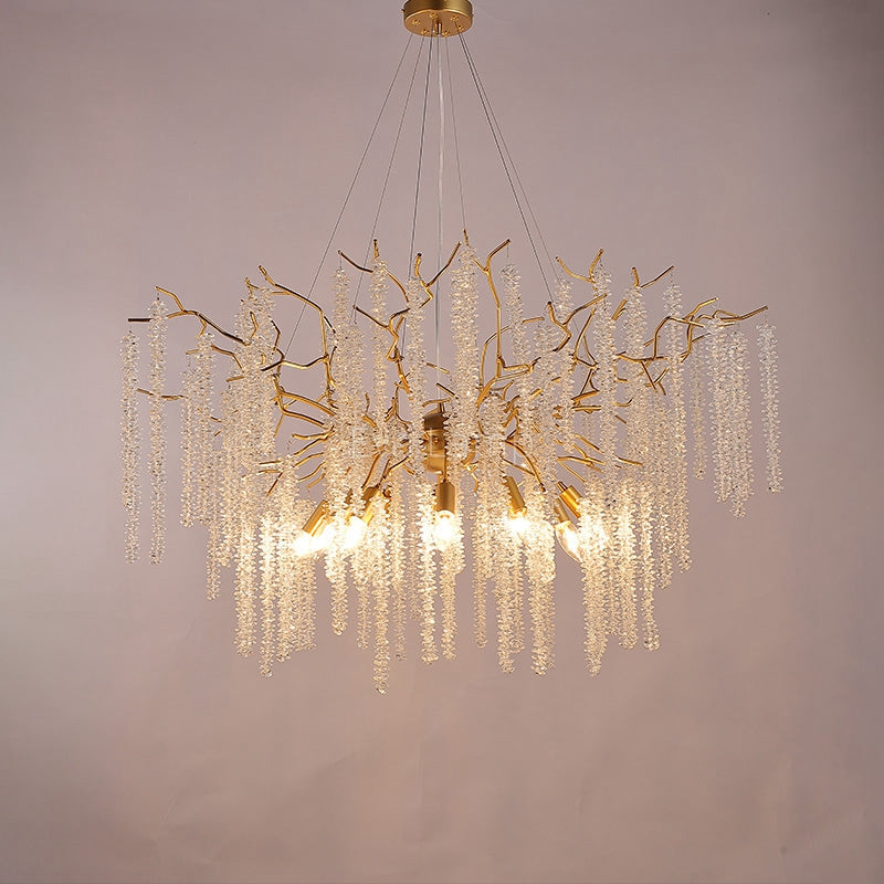 Lorna Crystal Raindrop Chandelier Gold Tree Branch Chandeliers