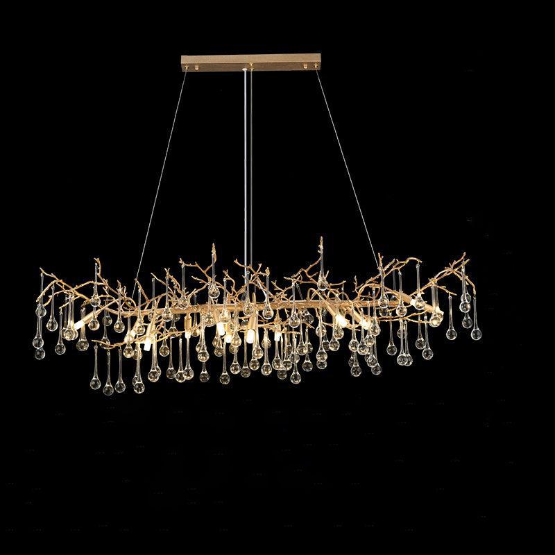 Lorna Gold Contemporary Crystal Hanging Lighting Fixture For Dining Room