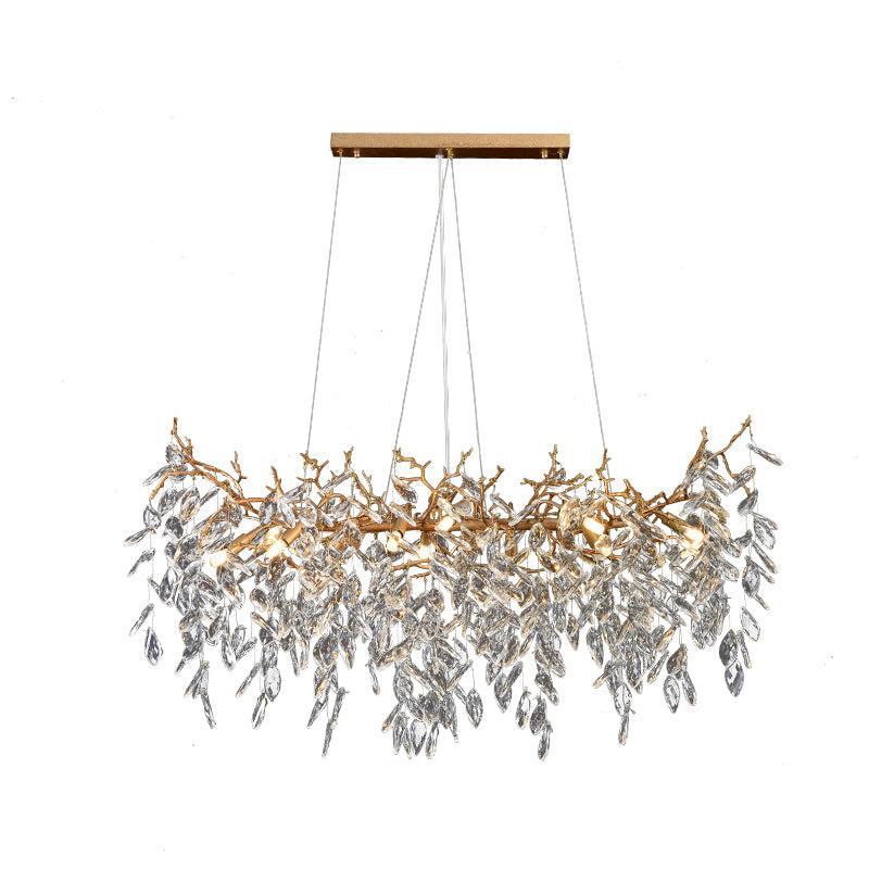 Lorna Gold Contemporary Crystal Hanging Lighting Fixture For Dining Room