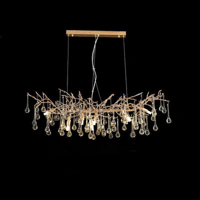 Lorna Gold Contemporary Crystal Hanging Lighting Fixture For Dining Room