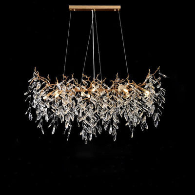 Lorna Gold Contemporary Crystal Hanging Lighting Fixture For Dining Room