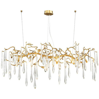 Lorna Large Teardrop Modern Branch Chandelier, Brass Chandelier