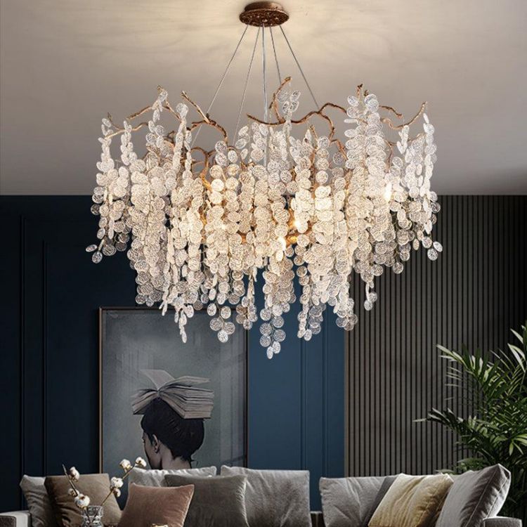 Lorna Modern Gold Chandelier Light Fixture, Round Branch Chandelier