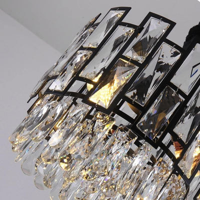 Morry Black Clear Crystal Pendant Chandelier