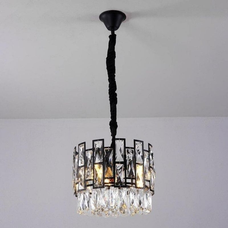 Morry Black Clear Crystal Pendant Chandelier