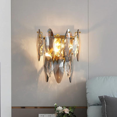 Multi Sided Hand Crystal Wall Sconce