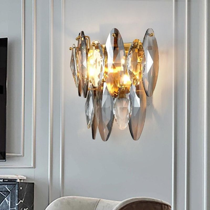 Multi Sided Hand Crystal Wall Sconce