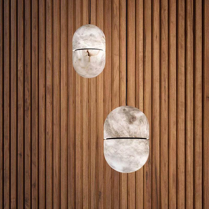 Alabaster Oval Art Pendant Light