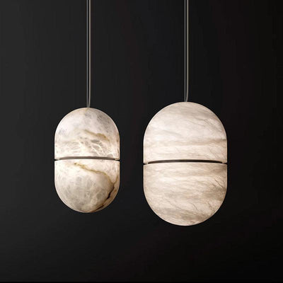 Alabaster Oval Art Pendant Light