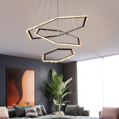 Primary Hexagon Rock Crystal Ring Chandelier