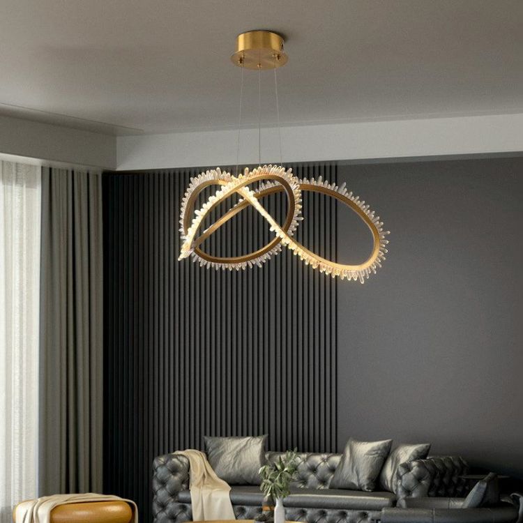 Primary Modern Living Room Rock Crystal Chandelier